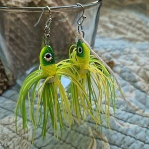 Fun Green and Yellow Fishing Lure Earrings